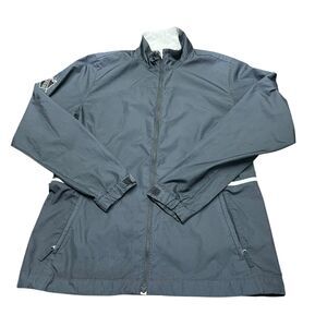 Nike Golf Jacket Womens Large Black White Swoosh Full Zip Coat Golfer Ladies